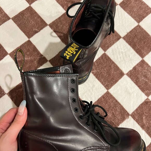 SZ 8 -Original Dr. Martens Vintage Y2K 90s Burgundy Grunge Boots Made in England - Picture 5 of 5